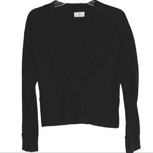 Anthropologie t.la black v neck sweater long sleeve size XS